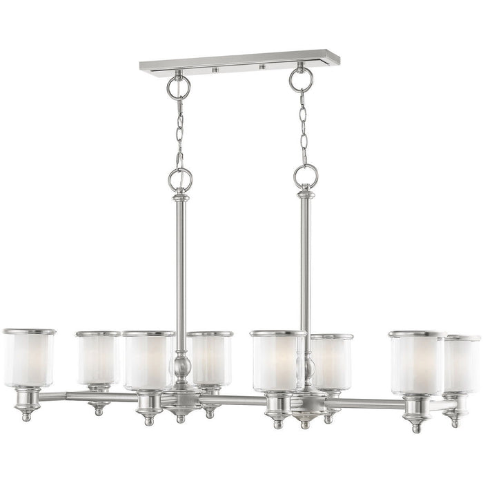 24'' Eight Light Dimmable Chandelier With Shades - Nickel