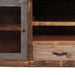 Distressed brown wood TV stand with enclosed storage, ideal as a stylish HomeRoots cabinet for living room organization.