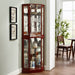 Giga 6-shelf corner curio display cabinet with lights, mirrors, and adjustable shelves for showcasing collectibles and decorative items.