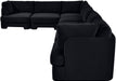 Meridian Furniture Hammond velvet performance fabric 7-piece sectional sofa with upholstered cushions and modern design.