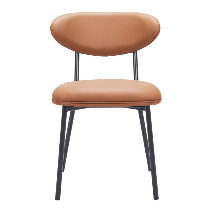 Upholstered Faux Leather Open Back Dining Side Chairs (Set of 2) - Brown