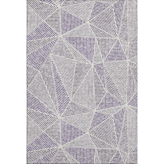 10' X 14' Geometric Washable Area Rug With UV Protection (651983) - Purple / Silver