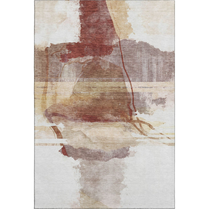 10' X 14' Abstract Washable Area Rug With UV Protection (715399) - Terra Cotta / Ivory