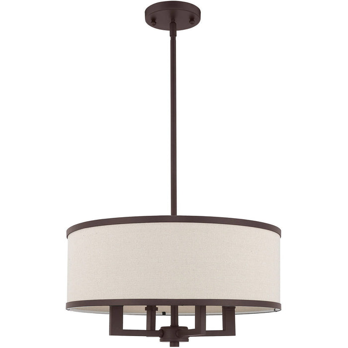 18" Four Light Metal Dimmable Chandelier With Shades - Bronze