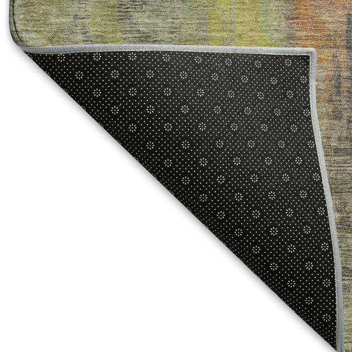 10' X 14' Abstract Washable Area Rug With UV Protection (696002) - Orange / Teal / Gold