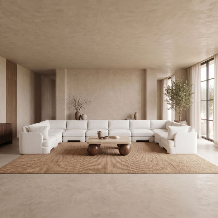 Meridian Furniture Hammond velvet performance fabric 10-piece sectional sofa with plush upholstery and modern design.