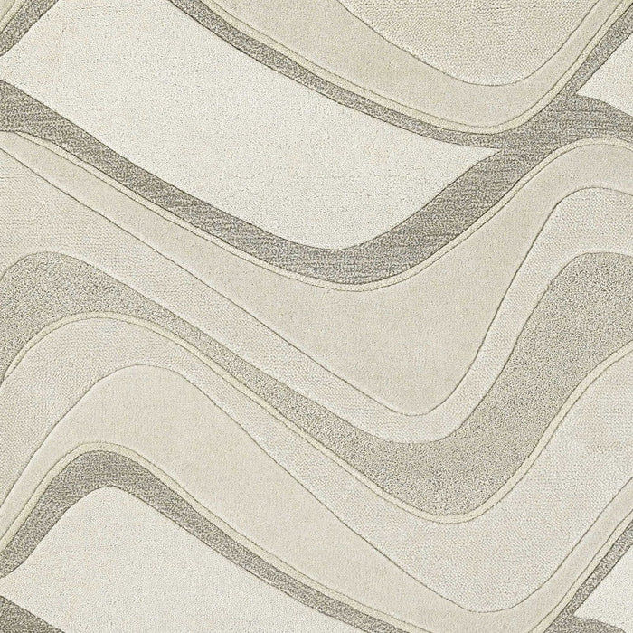 5' x 8' Hand Tufted Abstract Waves Indoor Area Rug - Ivory
