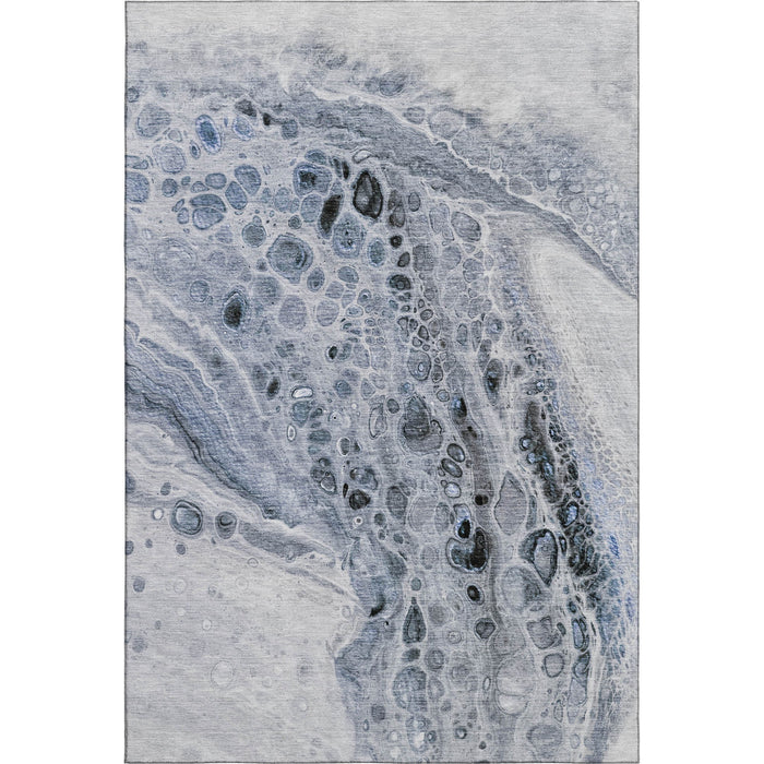 10' X 14' Abstract Washable Area Rug With UV Protection (708559) - Blue / Gray / Silver
