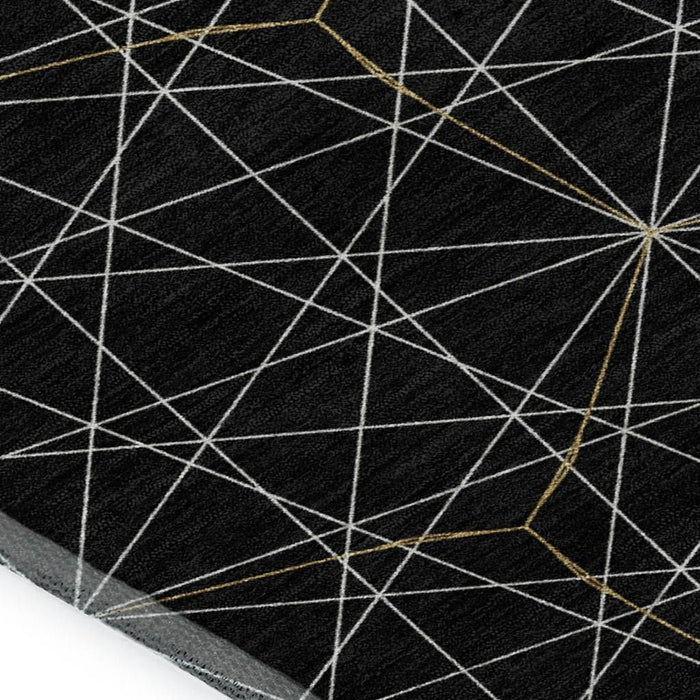 10' X 14' Geometric Washable Area Rug With UV Protection (677855) - Black / Ivory
