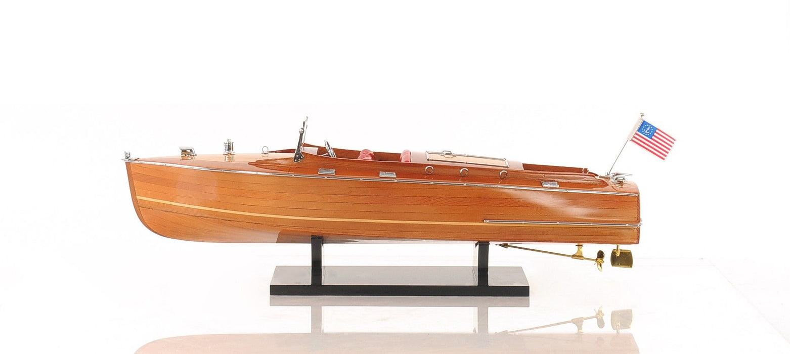 Hand Painted Decorative Boat - Brown