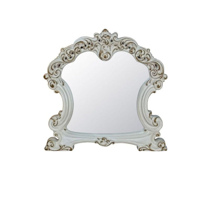 45" Abstract Framed Mounted Dresser Mirror - White