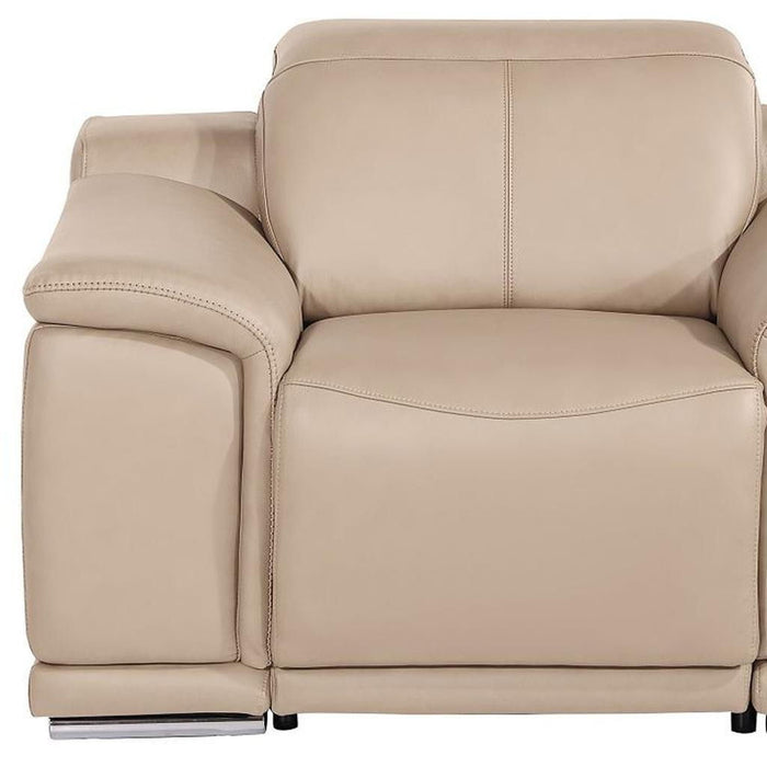 Genuine Leather Wall Hugger Power Recliner With USB - White