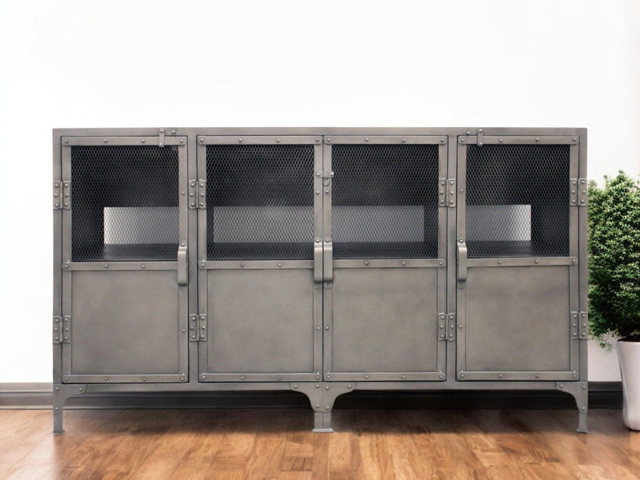 61" Metal Enclosed Storage TV Stand - Gray