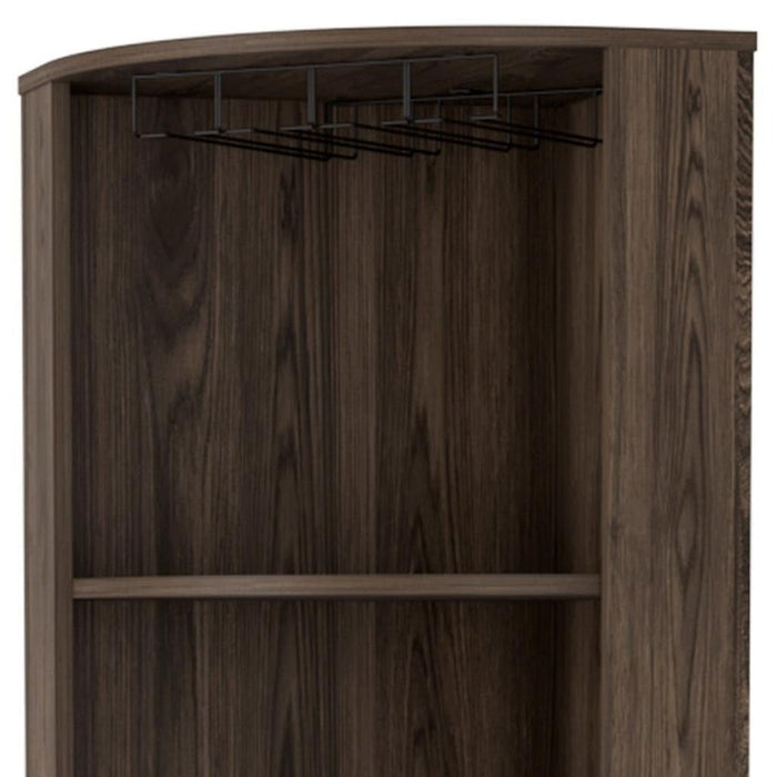 Wood Corner Bar Cabinet With Two Doors - Walnut