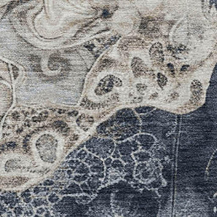 10' X 14' Abstract Washable Area Rug With UV Protection (706109) - Ivory / Blue