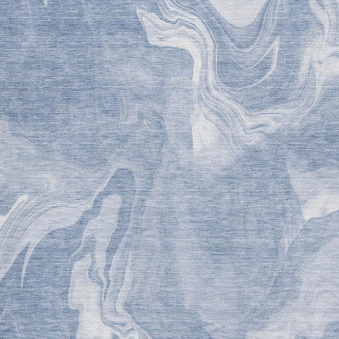 9' X 12' Abstract Washable Area Rug Polyester With UV Protection - Blue And Ivory