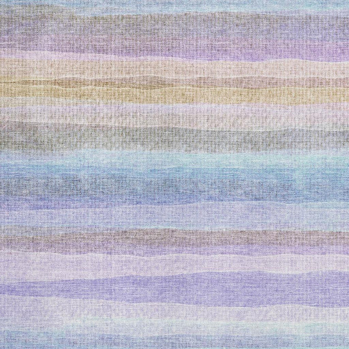 10' X 14' Striped Washable Area Rug With UV Protection (717596) - Lavender / Sky Blue