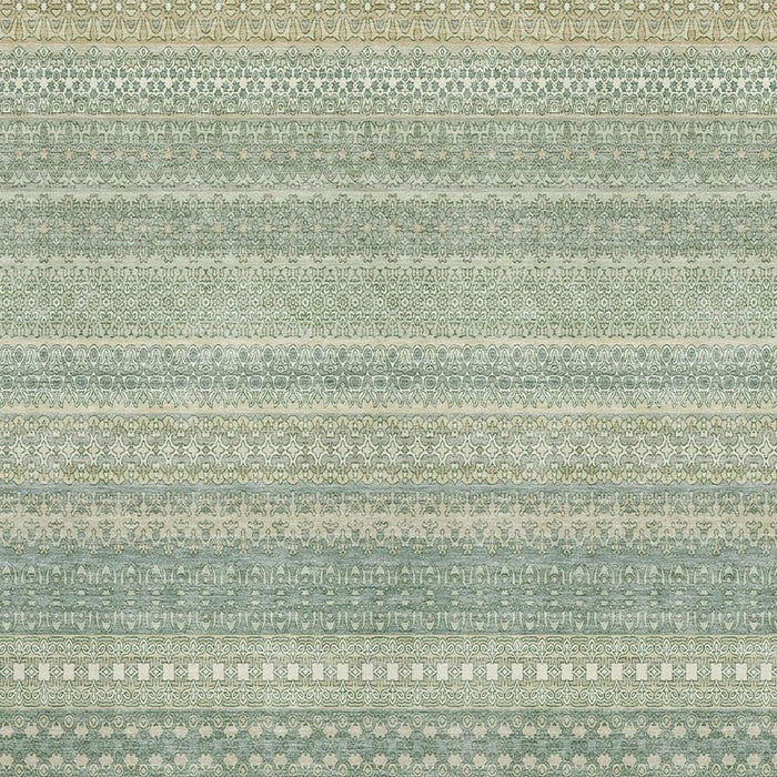10' X 14' Striped Washable Area Rug With UV Protection (647488) - Fern Green / Ivory