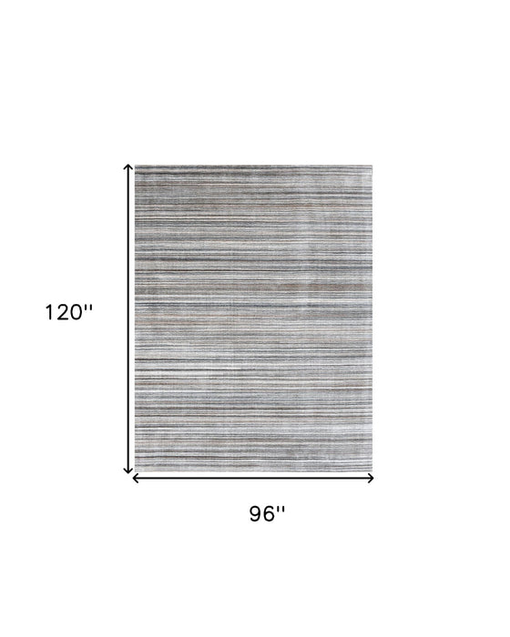 8' x 10' Wool Blend Abstract Stripe Hand Loomed Area Rug - Gray
