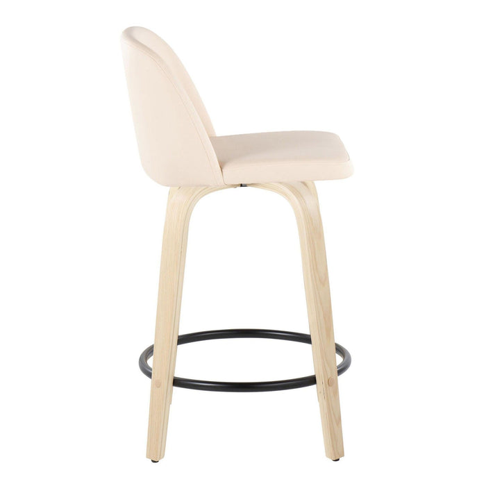 Toriano - 24" Fixed-Height Counter Stool (Set of 2) - Cream, Black And Natural