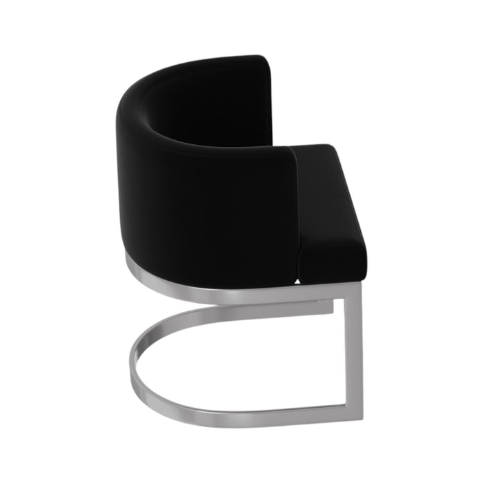 Upholstered Fabric Wing Back Dining Side Chair - Black / Silver