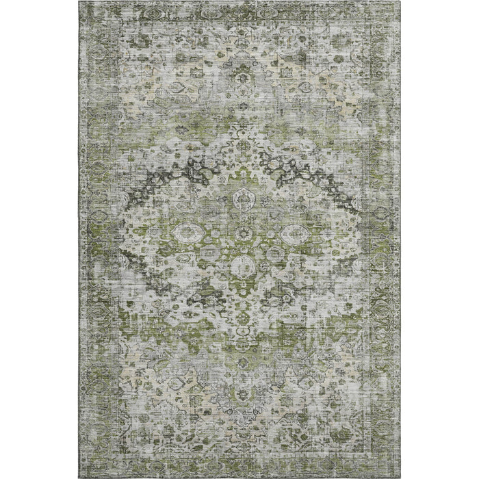10' X 14' Oriental Washable Area Rug With UV Protection (700265) - Artichoke Green / Gray / Charcoal