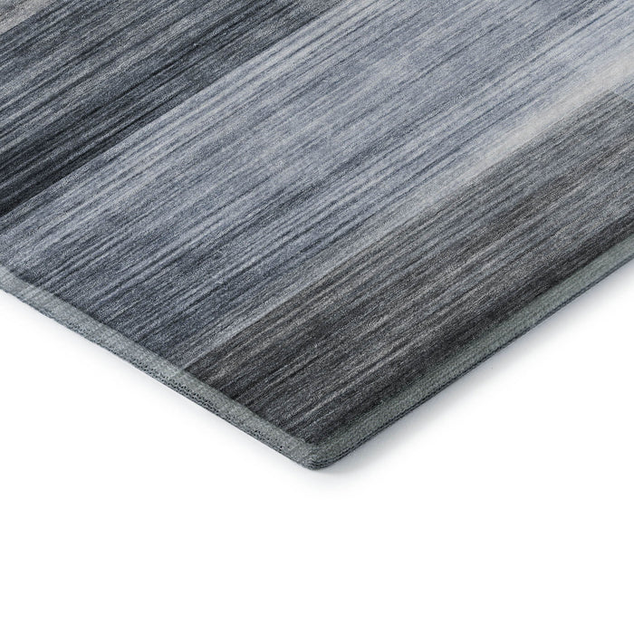 10' X 14' Striped Washable Area Rug With UV Protection (717248) - Denim Blue / Ivory