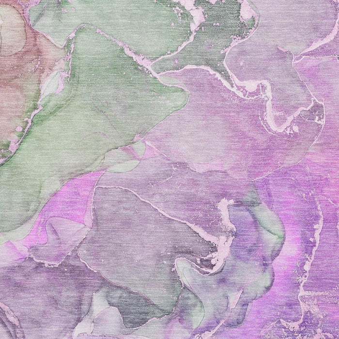 3' X 5' Abstract Washable Area Rug With UV Protection (646495) - Purple / Green / Pink