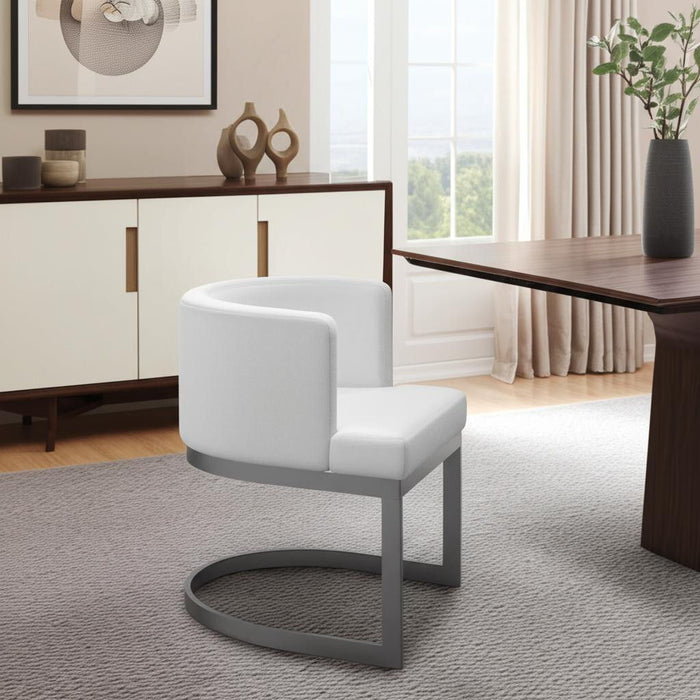 Upholstered Fabric Wing Back Dining Arm Chair - White