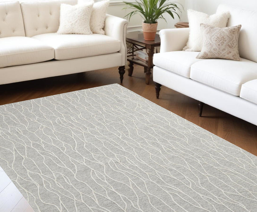 10' x 13' Wool Abstract Tufted Handmade Stain Resistant Area Rug - Taupe And Ivory
