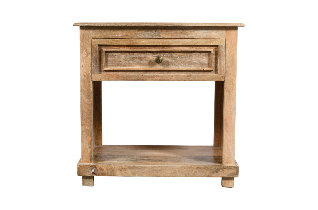 28" Distressed One Drawer Solid Wood Nightstand - Natural