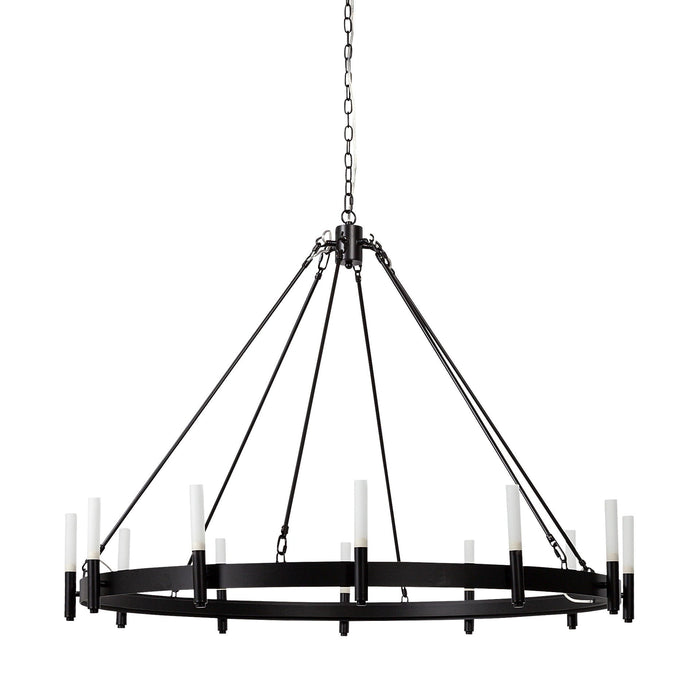 Candle Style Twelve Light Glass Dimmable Chandelier - Black