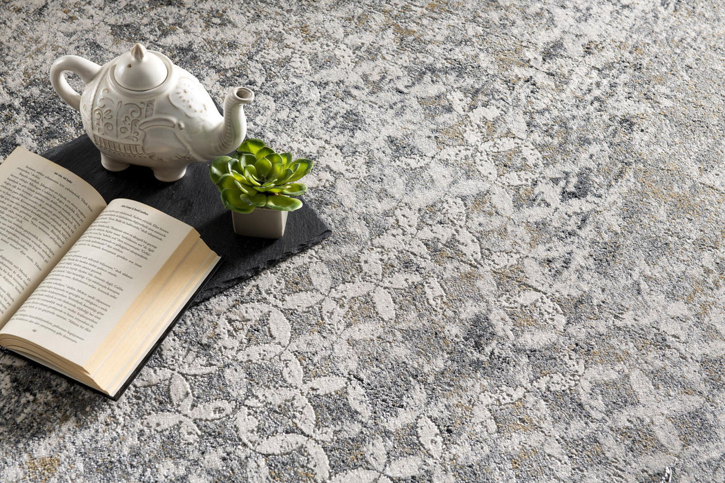 9.2' x 12.5' Abstract Washable Non Skid Viscose Area Rug - Gray