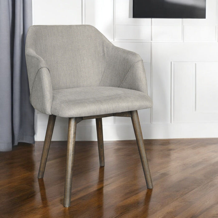 Upholstered Fabric Dining Arm Chair - Brown / Gray