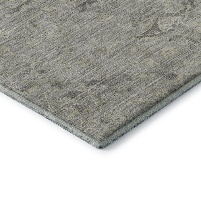 10' X 14' Medallion Washable Area Rug With UV Protection (684636) - Pewter / Silver