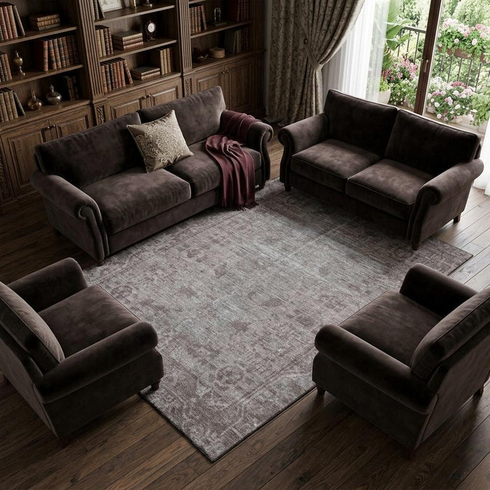 10' X 14' Oriental Washable Area Rug With UV Protection (691950) - Coffee / Silver