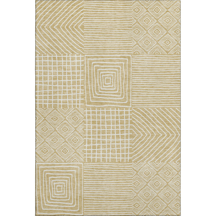 10' X 14' Geometric Washable Area Rug With UV Protection (681941) - Wheat / Ivory