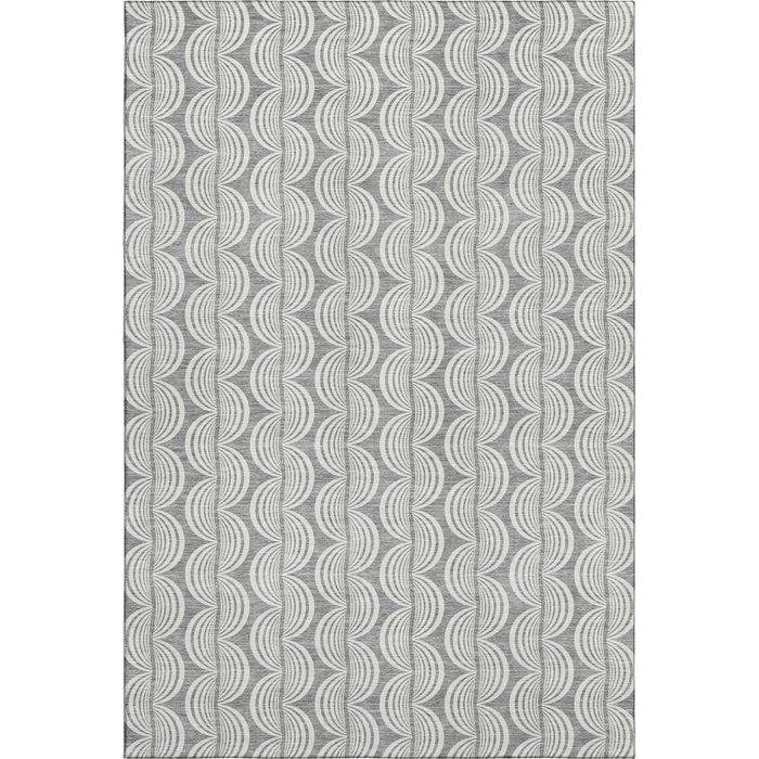 10' X 14' Ogee Washable Area Rug With UV Protection (682727) - Gray / Ivory