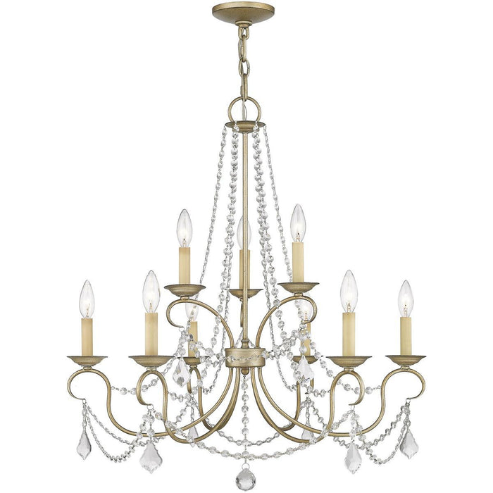 Nine Light Dimmable Chandelier With Shades - Silver