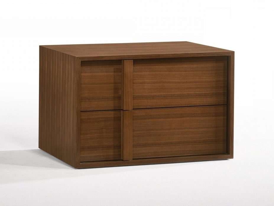 Modern Nightstand With Two Integrated Drawers - Walnut