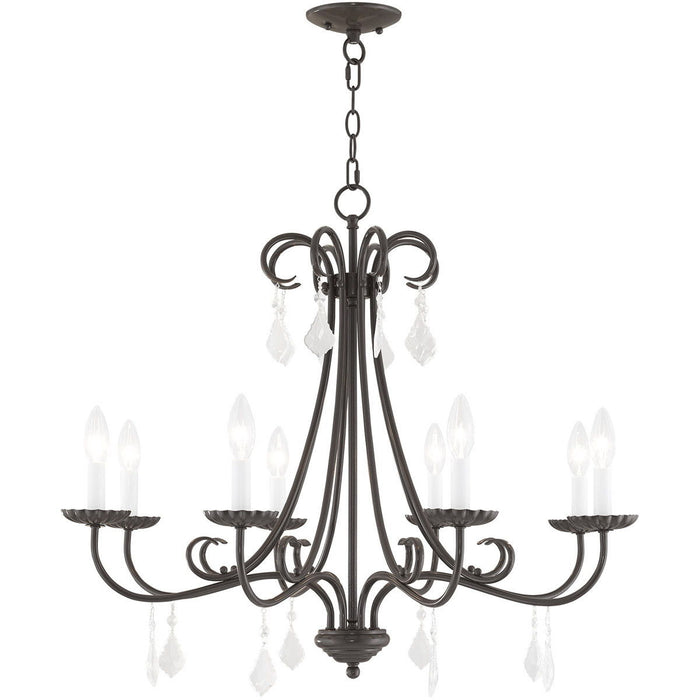 25" Eight Light Dimmable Chandelier With Shades - Bronze