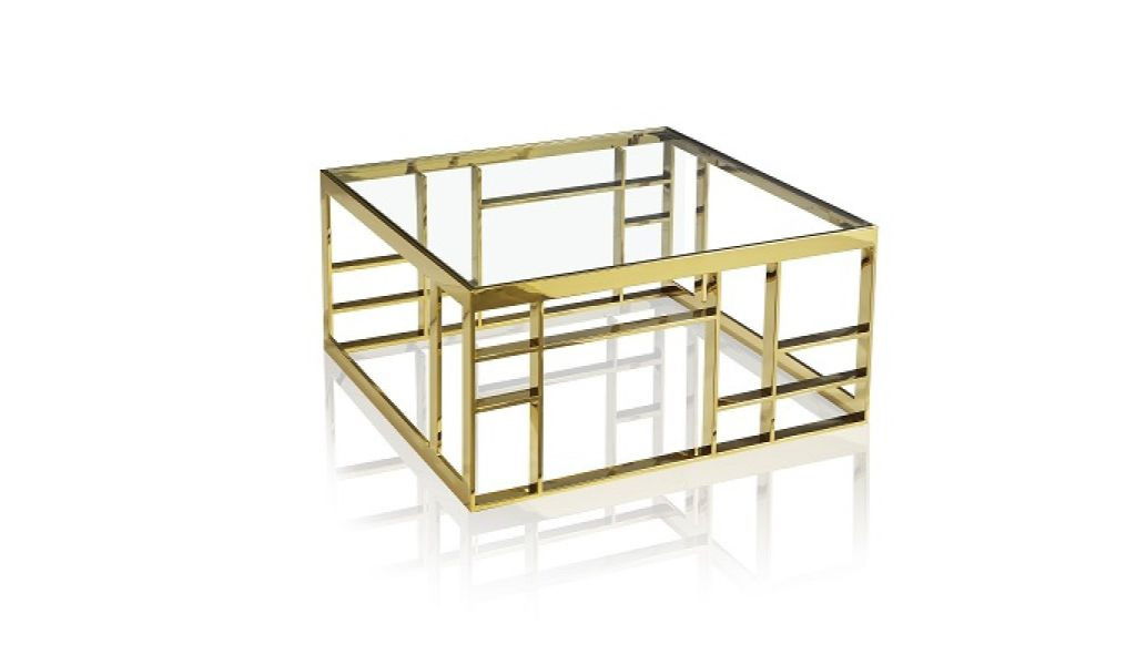 Glass Square Coffee Table - Gold And Clear