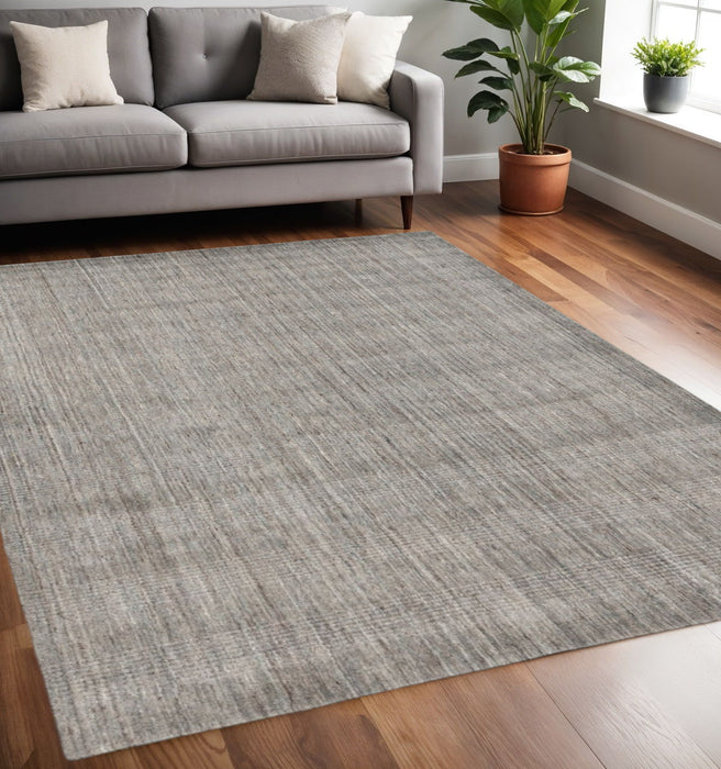 5' X 8' Wool Abstract Hand Woven Area Rug - Gray And Light