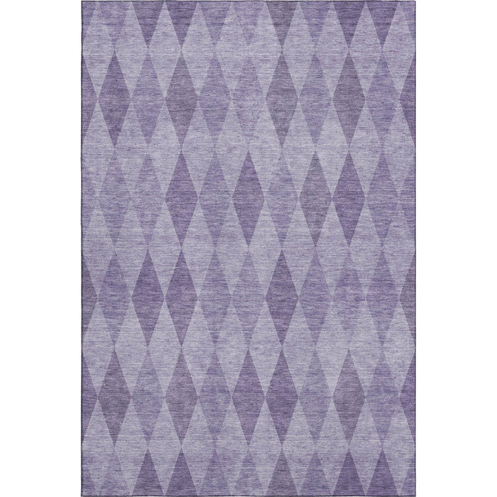 8' X 10' Geometric Washable Area Rug With UV Protection (649376) - Purple / Ivory