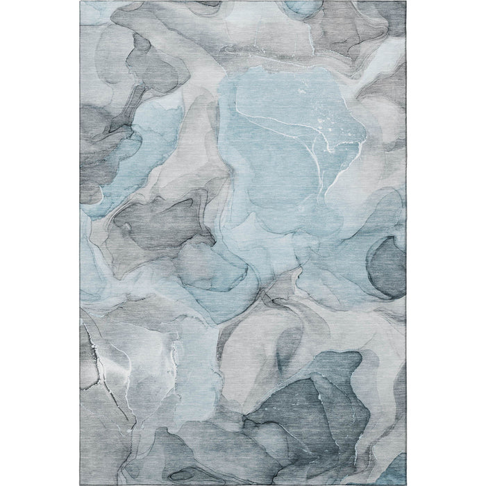 3' X 5' Abstract Washable Area Rug With UV Protection (646741) - Teal / Gray