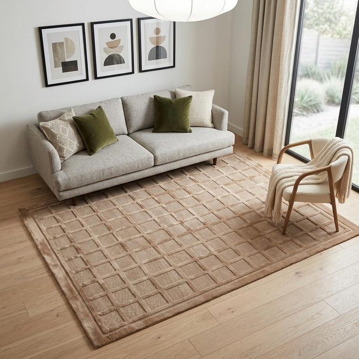 5' X 8' Wool Geometric Hand Knotted Area Rug (744143) - Tan / Brown