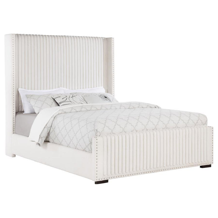 Natasha - Upholstered Queen Wingback Bed - Cream