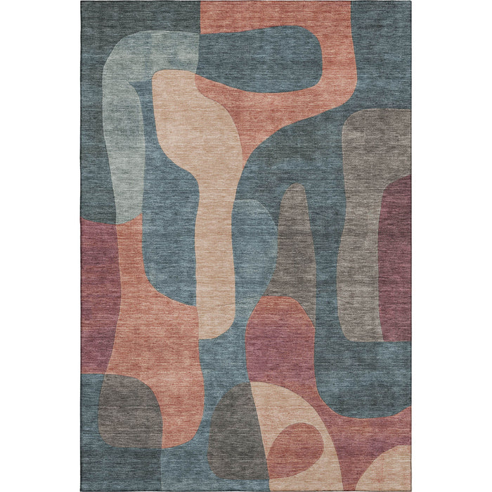 10' X 14' Abstract Washable Area Rug With UV Protection (706283) - Sage / Peach / Rust