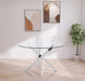 Meridian Furniture Xander dining table with wooden top and metal legs, modern design for contemporary dining rooms.