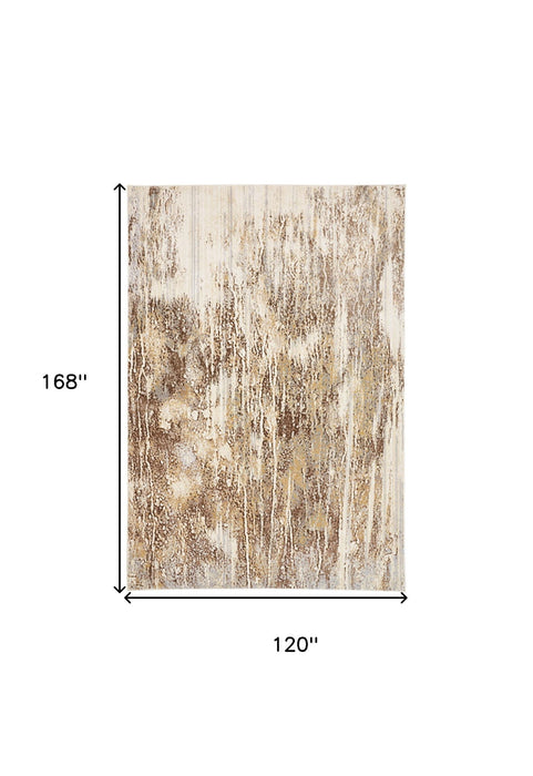 10' x 14' Abstract Area Rug - Tan Ivory And Brown